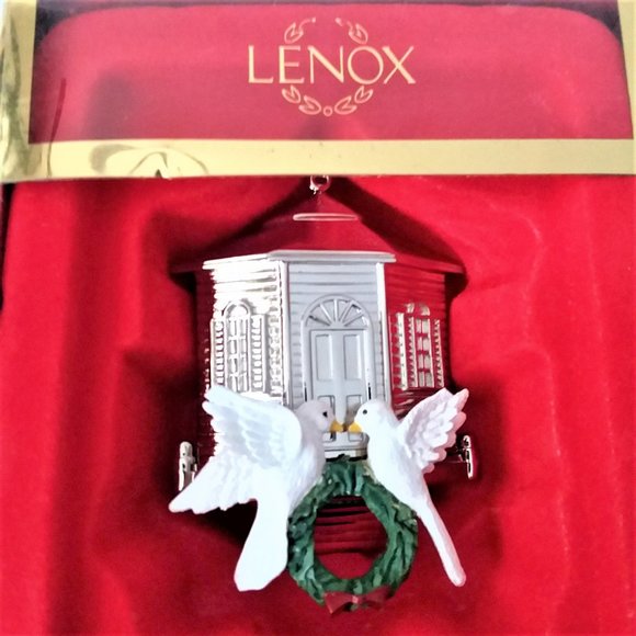 Christmas Ornament VTG Lenox From Our Home To Yours 2002 Silverplated New Doves - Picture 1 of 7